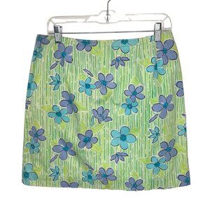 Lilly Pulitzer green floral mini skirt Size 10 tropical vacation A-line